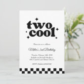 Two Cool, Dude! | Boys 2nd Retro Minimalist Party  Einladung (Stehend Vorderseite)