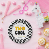 Two Cool Happy Retro Second 2nd Birthday Party Pappteller (Party)