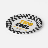 Two Cool Happy Retro Second 2nd Birthday Party Pappteller (Schrägansicht)