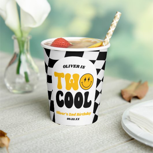 Two Cool Retro Arch Second 2nd Birthday Party Pappbecher (In Situ)