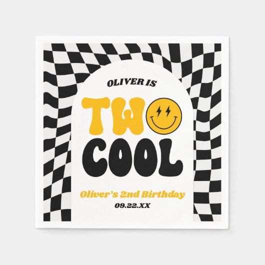 Two Cool Retro First 2nd Birthday Party Serviette (Vorderseite)