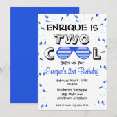 TWO Cool Sonnenbrille 2. Geburtstagsfeier Einladung (Vorne/Hinten)