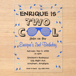 TWO Cool Sunglass 2nd Birthday Party Acryleinladungen