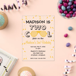 TWO Cool Sunglass 2nd Birthday Party Acryleinladungen