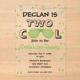 TWO Cool Sunglass 2nd Birthday Party Acryleinladungen