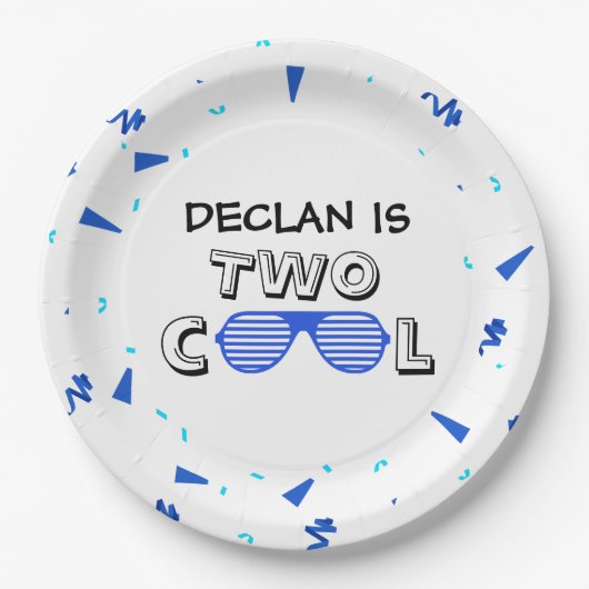 TWO Cool Sunglass 2nd Birthday Party Paper Plates Pappteller (Vorderseite)