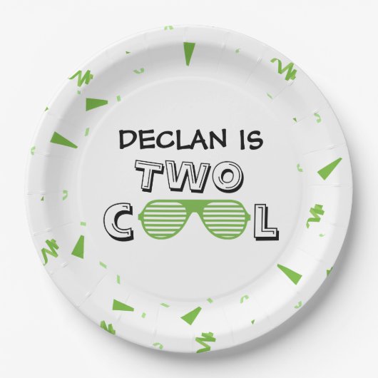 TWO Cool Sunglass 2nd Birthday Party Paper Plates Pappteller (Vorderseite)