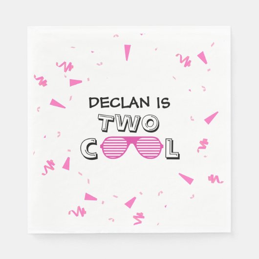 TWO Cool Sunglass 2nd Birthday Party Paper Plates Serviette (Vorderseite)