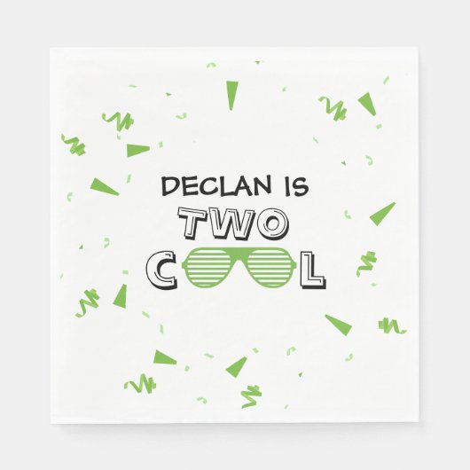 TWO Cool Sunglass 2nd Birthday Party Paper Plates Serviette (Vorderseite)