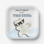 Two Cool Winter Polar Bear dabbing 2nd bday Pappteller (Vorderseite)