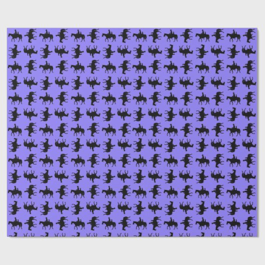 Two Cowboys on Horseback Silhouettes - Periwinkle Geschenkpapier (Flach)