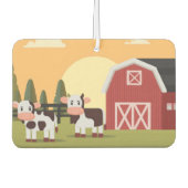 Two Cows and a Red Barn at Sunrise Autolufterfrischer (Vorderseite)
