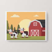 Two Cows and a Red Barn at Sunrise Button (Vorderseite)