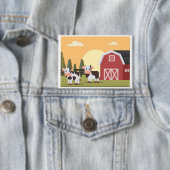 Two Cows and a Red Barn at Sunrise Button (Insitu)