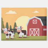 Two Cows and a Red Barn at Sunrise Magnet (Vorderseite)