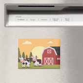 Two Cows and a Red Barn at Sunrise Magnet (In Situ (Geschirrspüler))