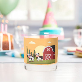 Two Cows and a Red Barn at Sunrise Whiskyglas