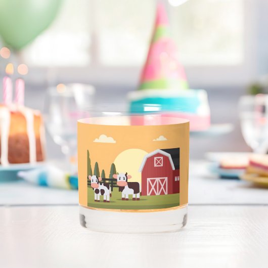 Two Cows and a Red Barn at Sunrise Whiskyglas (Insitu (Geburtstag))