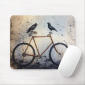 Two Crows on Vintage Bike Mousepad (Mit Mouse)