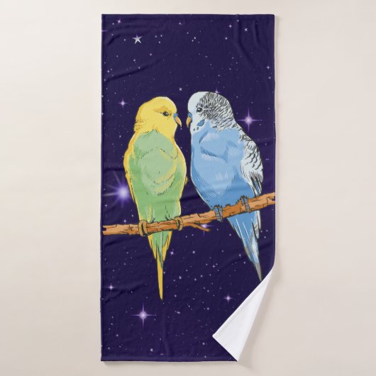Two cute blue and green Budgie Badehandtuch (Badehandtuch)