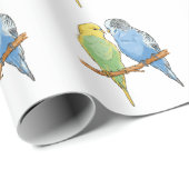 Two cute blue and green Budgies Geschenkpapier (Rolleneckpunkt)