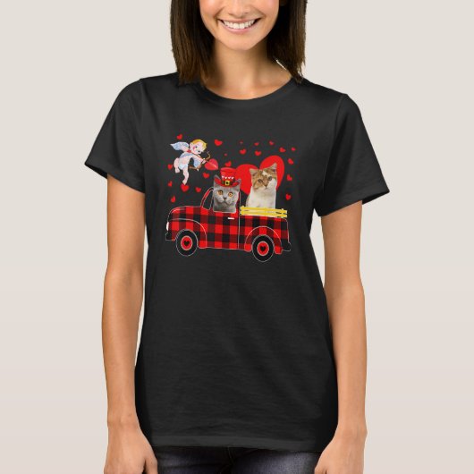 Two Cute British Shorthair Cats On Pickup Truck Va T-Shirt (Vorderseite)