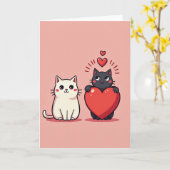Two Cute Cats Love Card Karte (Gelbe Blume)