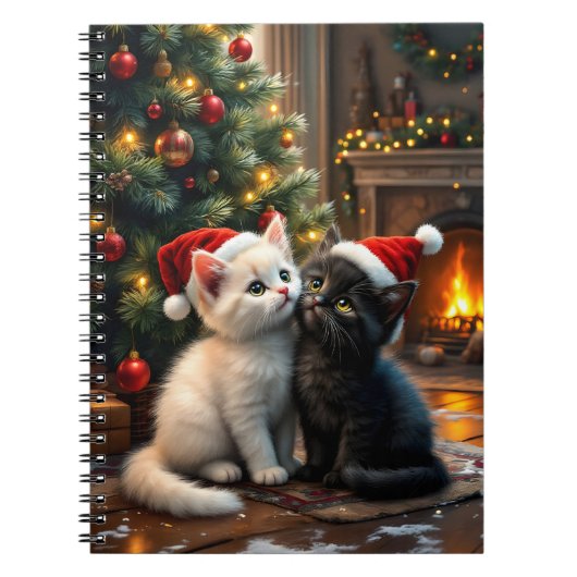 Two cute Christmas kitten with Santa hats Notizblock (Vorderseite)