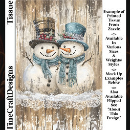 Two Cute Country Christmas Snowmen DY9L Decoupage Seidenpapier