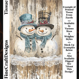 Two Cute Country Christmas Snowmen DY9R Decoupage Seidenpapier