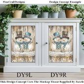 Two Cute Country Christmas Snowmen DY9R Decoupage Seidenpapier