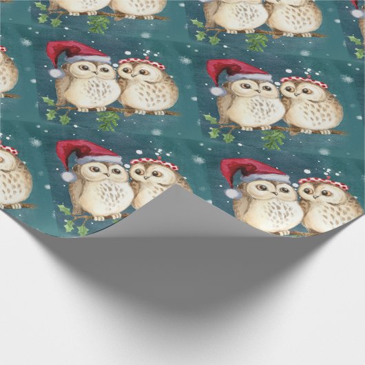 Two cute drawn Owls Geschenkpapier (Ecke)