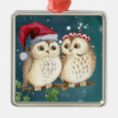Two cute drawn Owls Ornament Aus Metall (Vorne)