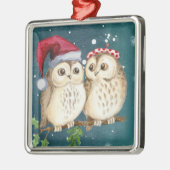 Two cute drawn Owls Ornament Aus Metall (Links)