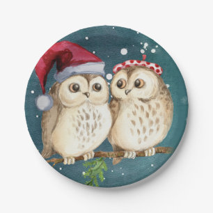 Two cute drawn Owls Pappteller