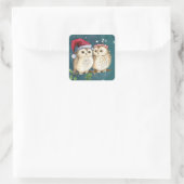 Two cute drawn Owls Quadratischer Aufkleber (Tasche)