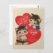 Two Cute Kittens Vintage Valentine Postcard Postkarte (Vorne/Hinten)