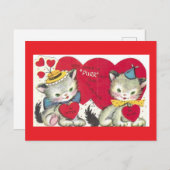 Two Cute Kittens Vintage Valentine Postcard Postkarte (Vorne/Hinten)