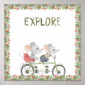 Two Cute Mice On A Bike Explore Text Poster (Vorne)