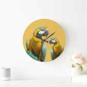 Two Cute Parrots Round Wall Clock Große Wanduhr (Zuhause)