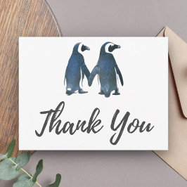 Two Cute Penguins | Romantic Wedding Thank You Postkarte