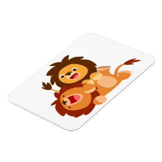 TWO Cute Playful Cartoon Flexible Löwen Magnet