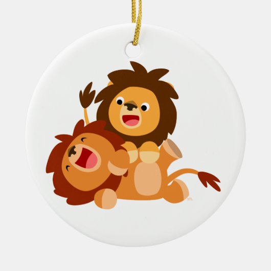 Two Cute Playful Cartoon Lions Ornament (Vorne)