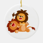 Two Cute Playful Cartoon Lions Ornament (Hinten)