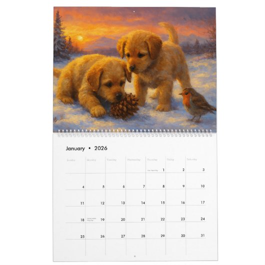 Two Cute Puppies Calendar Kalender (Jan 2026)