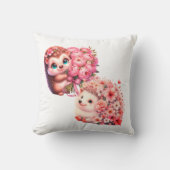 Two Cute Romantic Floral Hedgehog Couple Illustrat Kissen (Vorderseite)