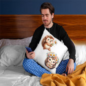 Two Cute Romantic Floral Hedgehog Couple Throw Pil Kissen