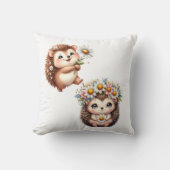 Two Cute Romantic Floral Hedgehog Couple Throw Pil Kissen (Vorderseite)