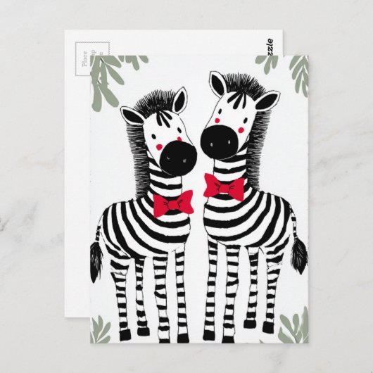 Two Cute Zebras Postkarte (Vorne/Hinten)