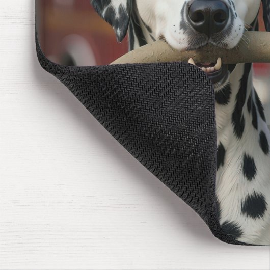 Two Dalmatian Dogs Holding a Fireman Hose Mousepad (Ecke)